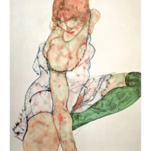 Blonde Girl with Green Stockings 1914