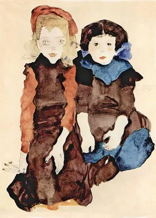 Zwei kauernde Madchen, 1911