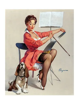 Doggone Good (Puppy Love), Brown & Bigelow calendar illustration, 1959