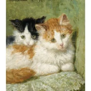 Два котенка, сидящие на подушке, 1895 г.