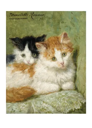 Two Kittens Sitting on a Cushion, 1895