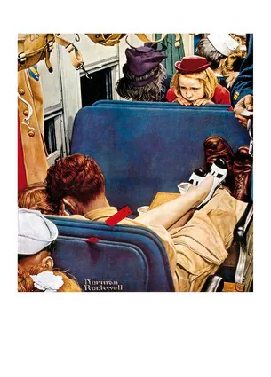 Маленькая девочка, наблюдающая за влюбленными в поезде, 1944 год